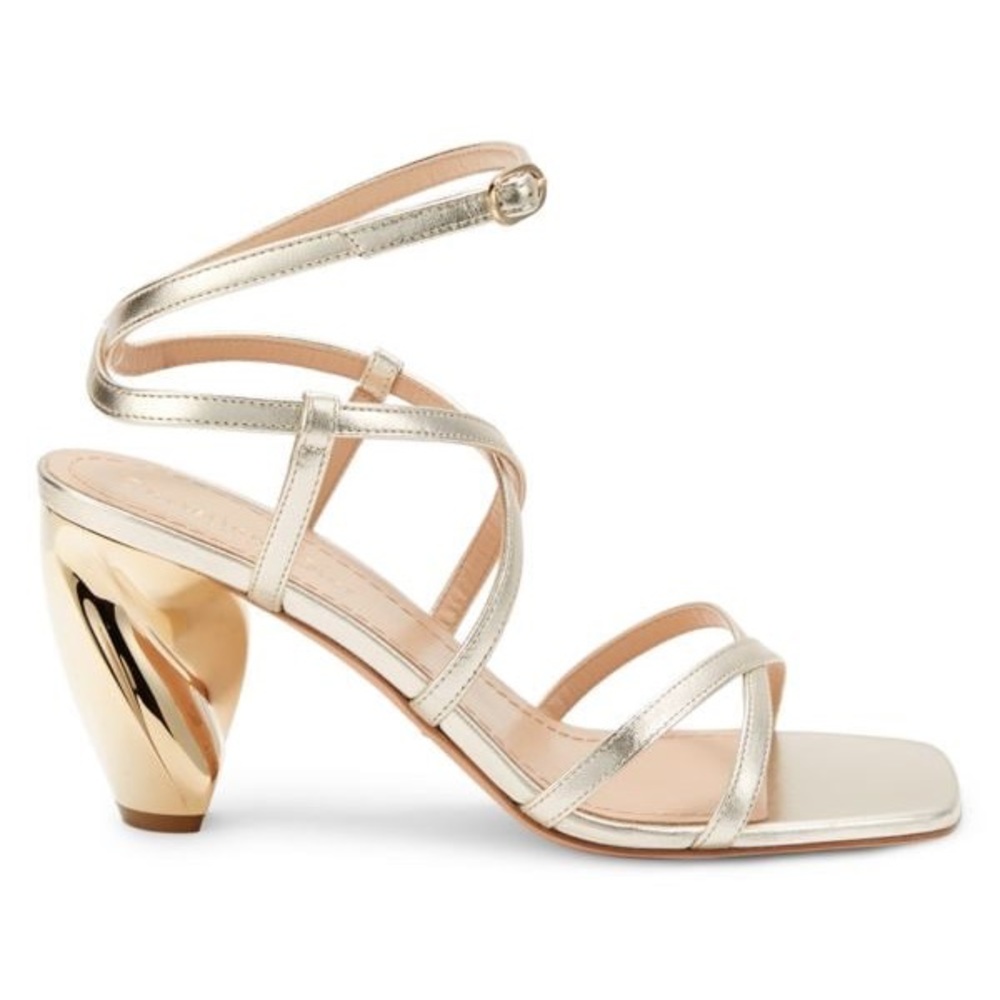 NWB Christian Dior Rhodes Swirl Heel Leather Sandals Heels